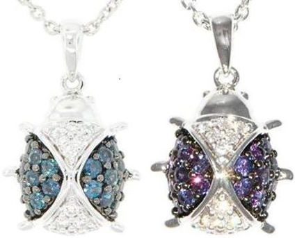 Genuine Alexandrite and Diamond LadyBug Pendant in 18 kt White Gold