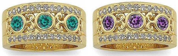 Glorious Alexandrite Vintage Band Featuring Genuine Alexandrite & Diamond in 14 kt Yellow Gold