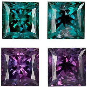 Incredible Fine GEM Alexandrites in Matched Pair Princess Cut 1.73 Carats Total Weight