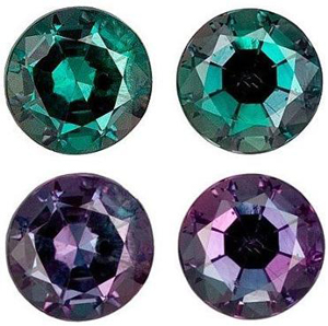 Unique Fine Alexandrites in Matched Pair Round Cut Dramatic Color Change Clean 1.01 Carats Total