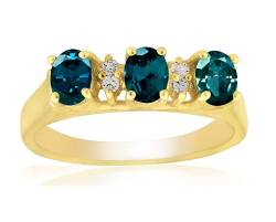 Natural Alexandrite Diamond Ring in 14 K Yellow Gold