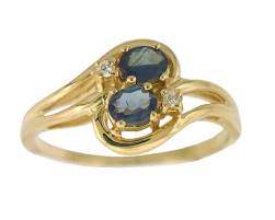 Alexandrite Ring Natural Color Changing Alexandrite Diamond Ring in 14k Gold