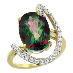 14k Yellow Gold Natural Mystic Topaz Ring Oval