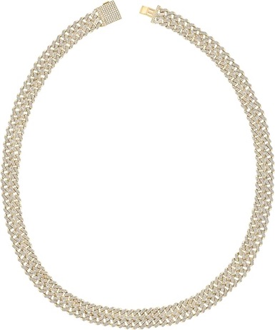 10kt Yellow Gold Mens Round Diamond Double Curb 22-inch Link Chain Necklace