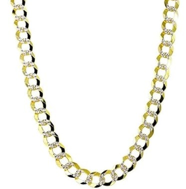 14K Solid Yellow Gold Diamond Cut Cuban Link Chain