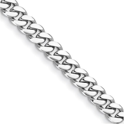 Platinum Polished 10.5 mm Solid Curb Chain Necklace for Women