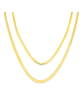 14k Yellow Gold 4mm Solid Herringbone Silky Flat High Polish Chain Necklace