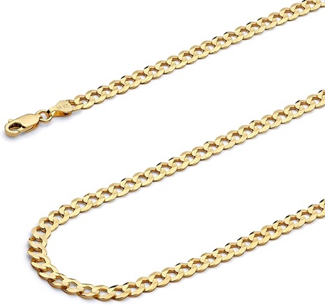 14K Hollow Gold Cuban Link Curb Chains