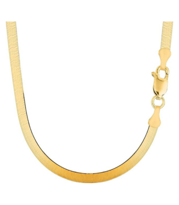 14k Yellow Solid Gold Imperial Herringbone Chain Necklace, 6.0mm