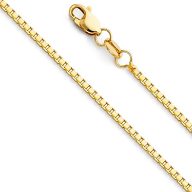 3.5mm, 14k Yellow Gold Hollow Round Box Chain Necklace