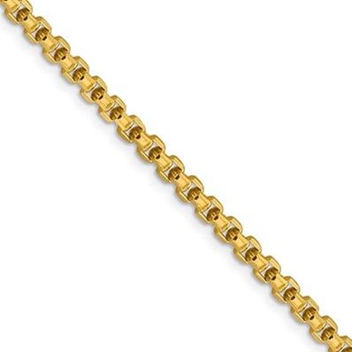 3.5mm, 14k Yellow Gold Hollow Round Box Chain Necklace