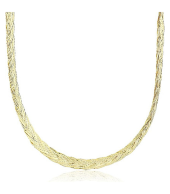 14k Gold 5-Strand Diamond-Cut Braided Herringbone Necklace