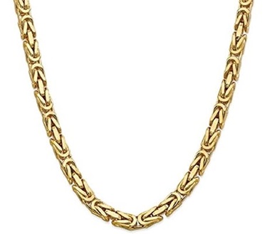 6.50mm Byzantine Chain 20 Inches 14K Yellow Gold Mens Gold Necklaces