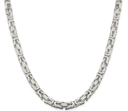 Beautiful 7.5 mm sterling silver Byzantine Chain