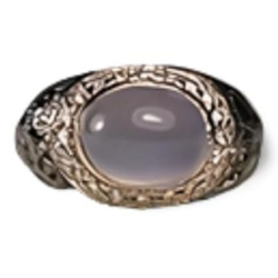 18K White Gold Hidalgo Diamond Chalcedony Grey Leopard Enamel Ring