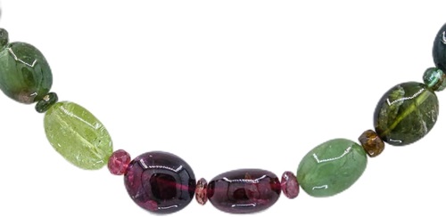 Mixed Color Tourmaline Gemstone Bead Necklace