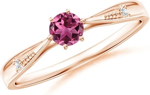 Natural Pink Tourmaline Solitaire Ring