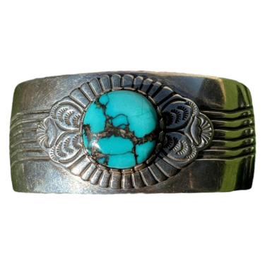 Mens 7.5 Inches Native American Sterling Silver Blue Turquoise Cuff Bracelet J Cowboy