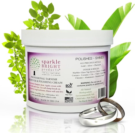 Sparkle Bright Products All-Natural Jewelry Cleaner, Tarnish Remover and Polishing Cream