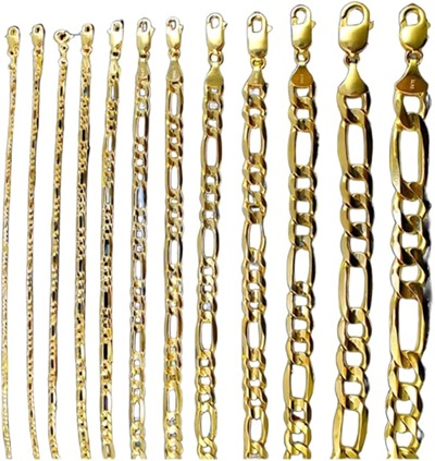 14K Yellow Gold Solid Mens Figaro Chain Necklace 