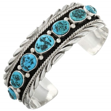 Native American Big Boy Turquoise Silver Cuff Navajo Mens Sterling Bracelet