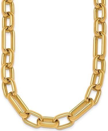 18K Yellow Gold 10mm Oval Link Necklace Chain