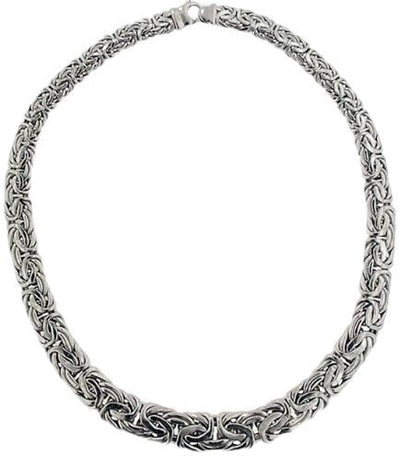 Graduated White Gold Byzantine Chain Necklace 20 Inches