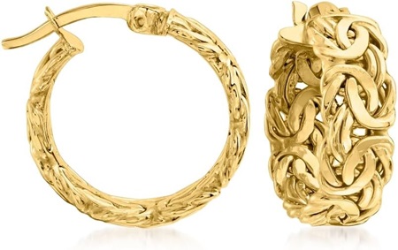 18kt Yellow Gold Byzantine Hoop Earrings