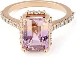 Emerald Cut 1.75CT Natural Ametrine and Moissanite Engagement Ring