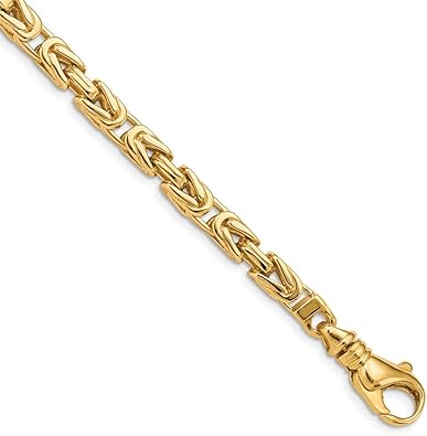 Solid 14K Yellow Gold 4.75mm Polished Byzantine Link Yellow Gold Chain