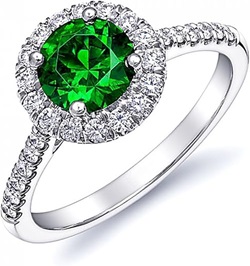 Natural Demantoid Garnet 1.17 carats set in Platinum Ring with 0.38 carats Diamonds