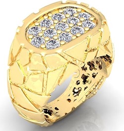 Nugget Mens Pinky Ring Diamond Band in 10K 14K or 18 Karat Gold