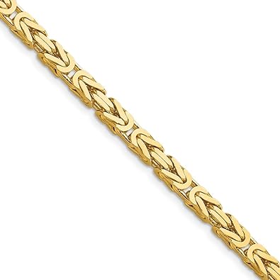 14k Yellow Gold 4mm Byzantine Chain Bracelet Necklace 8 Inch for Men Women