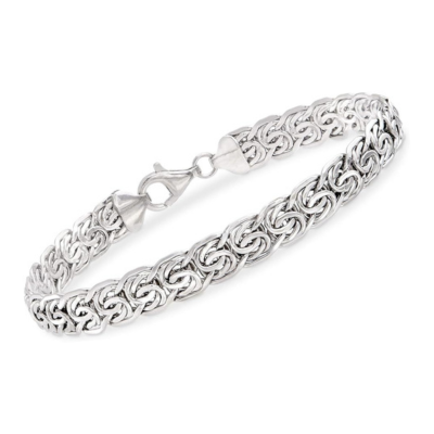 14kt White Gold Flat Byzantine Chain Bracelet