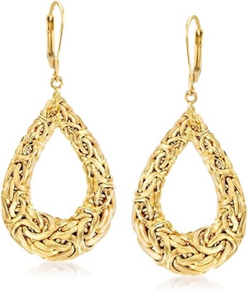 14kt Yellow Gold Byzantine Earrings Teardrop Shape