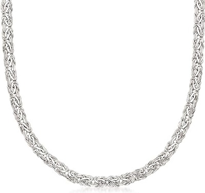 14Kt White Gold Byzantine Chain Necklace Flat 18 Inches