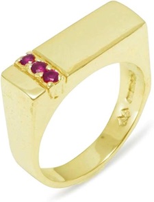 18 Karat Yellow Gold Natural Ruby Mens Band Ring