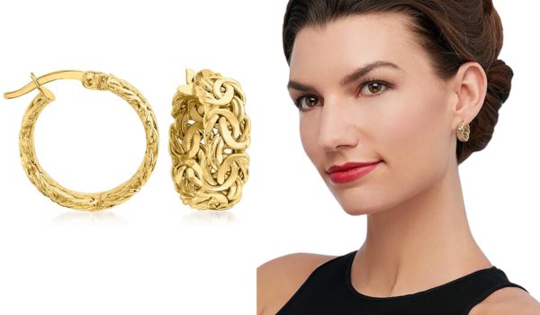 18kt Yellow Gold Byzantine-Link Hoop Earrings