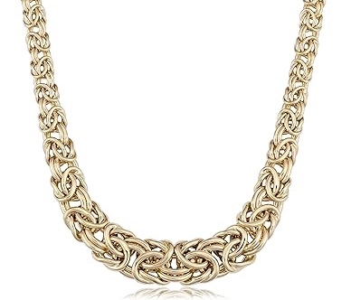 14k Gold Graduated Byzantine Necklace, 17.25 inch Yellow Gold