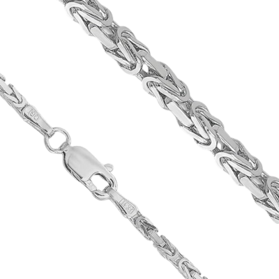 14K Gold 2mm White Gold Byzantine Chain 18 Inches