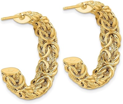 18k Gold Byzantine Hoop Post Earrings