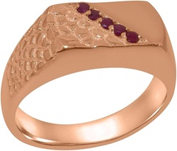 18k Rose Gold Natural Ruby Mens Band Ring Sizes 6 to 12