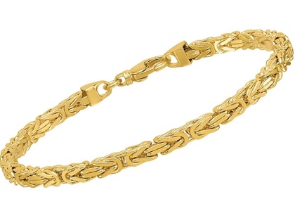 14K Yellow Gold Polished 4mm Solid Byzantine Bracelet