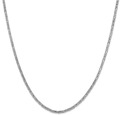 14kt 2mm White Gold Byzantine Chain 20 Inches Lobster Clasp