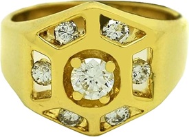 1.25 Cts Diamonds 14k Gold Mens Pinky Ring