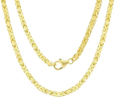 14K Yellow Gold Solid 3.5mm Byzantine Link Chain Pendant Necklace