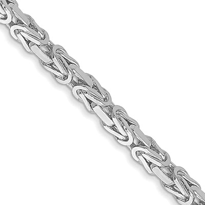 14K White Gold Byzantine Chain Necklace 2mm With Secure Lobster Lock Clasp