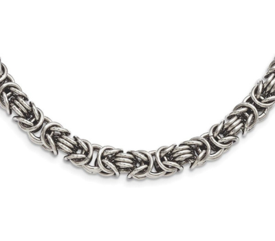 Men's Stainless Steel 7mm Byzantine Link Chain Necklace