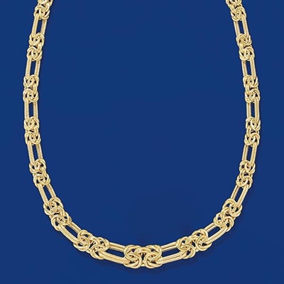 14kt Yellow Gold Double-Link And Byzantine Jewelry Necklace