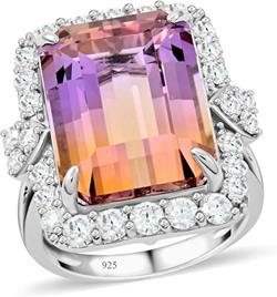 Ametrine Moissanite 925 Sterling Silver Cocktail Ring